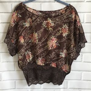 Almost Famous sheer floral design top